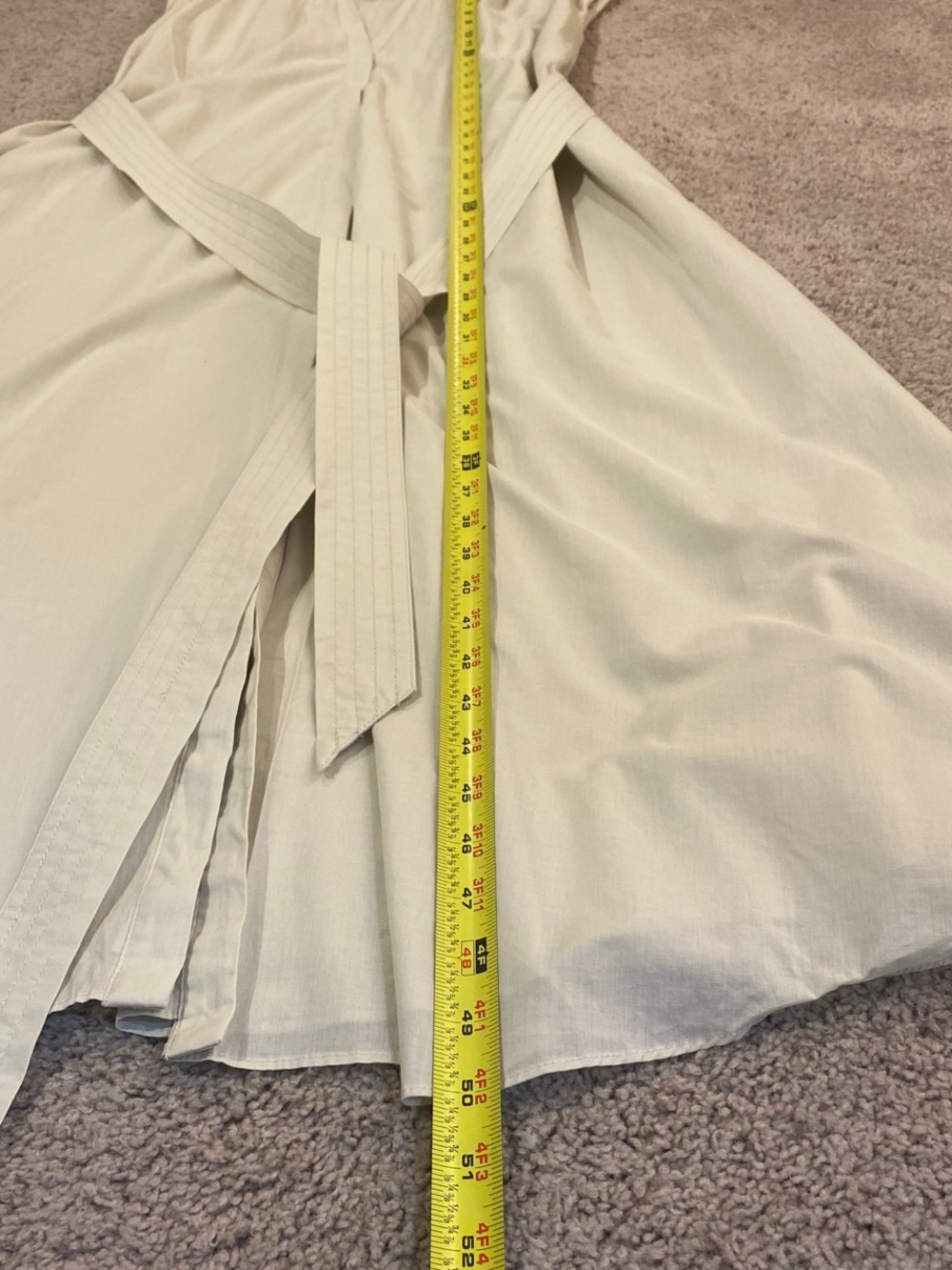 ZARA 100% COTTON BELTED WRINKLED DRESS BEIGE XS WOMAN SS24 ZW COLLECTION - Picture 8 of 16